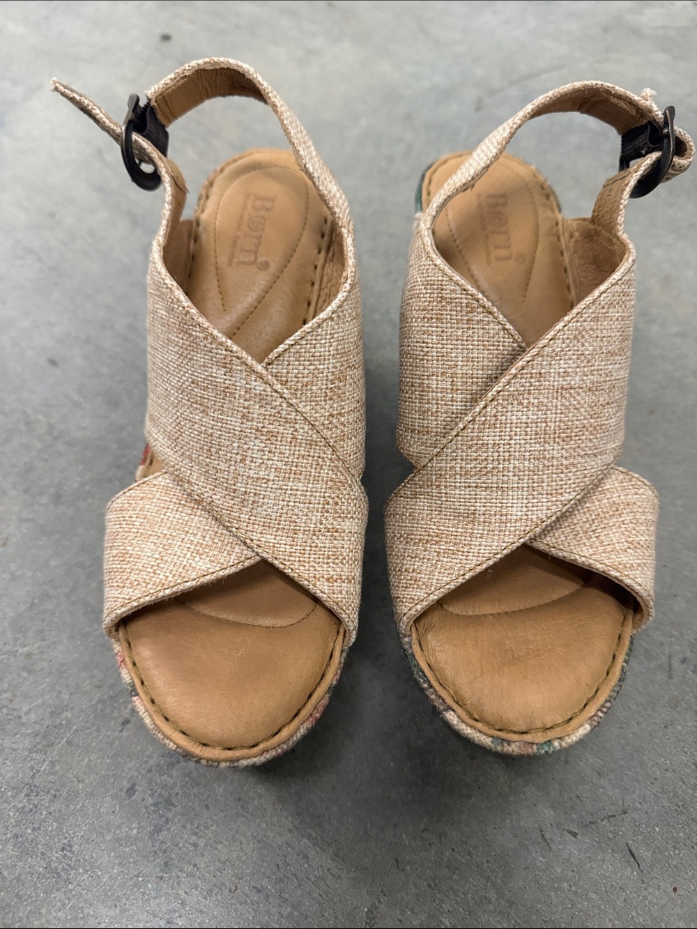 Born Taupe Crisscross Wedge Sandals